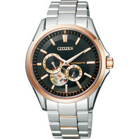 CITIZEN 西铁城 NP1010-51E 男士自动机械表 39.8mm 黑色 银色 不锈钢间金