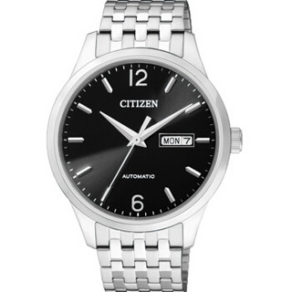 西铁城(CITIZEN)手表 自动机械双日历显示黑盘不锈钢男表NH7500-53EB
