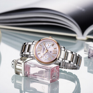 CITIZEN 西铁城 光动能腕表系列 FD1094-53W 32mm 女士光动能手表 粉盘 间金不锈钢带 圆形