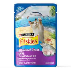 泰国进口 喜跃（Friskies）宠物 猫零食 成猫 鲭鱼 真鱼包软包装罐头 80g *78件