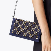 TORY BURCH 汤丽柏琦 CLEO EMBELLISHED 女士 链条 翻盖 单肩包