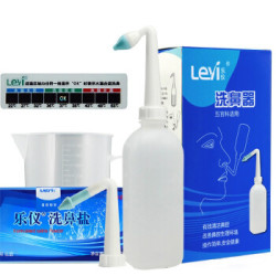 乐仪 手动洗鼻器儿童成人鼻腔清洗鼻炎鼻窦炎冲洗器500ml生理盐水洗鼻壶SX-2L+60包洗鼻盐