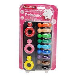 Primomo 普丽猫 日本进口 安全蜡笔 戒指型 12色 *3件