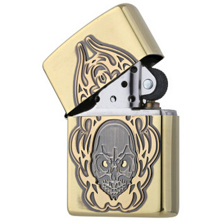 ZIPPO 之宝 ZBT-3-70 面具拉丝镀镍徽章 煤油防风火机