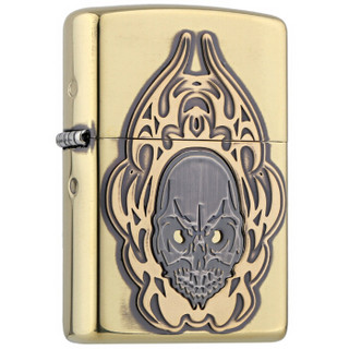 ZIPPO 之宝 ZBT-3-70 面具拉丝镀镍徽章 煤油防风火机