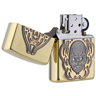 ZIPPO 之宝 ZBT-3-70 面具拉丝镀镍徽章 煤油防风火机