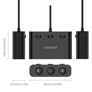 QIC 24V车载充电器带一拖三点烟器