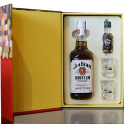 金宾（Jim Beam）洋酒 美国波本威士忌750ml（原白占边威士忌） 礼盒