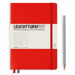 德国灯塔LEUCHTTURM1917 经典简约手帐硬皮笔记本 A5 横线内页 249页 红色 商务记事本文具礼品办公用品