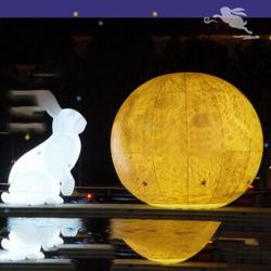 充气中秋节 发光玉兔月兔子月球地球月亮气模 7米发光玉兔+风机