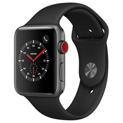 Apple Watch Series 3智能手表（GPS+蜂窝款 42毫米 深空灰色铝金属表壳 黑色运动型表带 MTGY2CH/A）标配