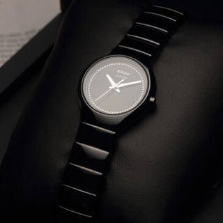 RADO 雷达 TRUE jubile系列 R27655732 女士石英手表 27mm 黑盘 黑色陶瓷表带 圆形