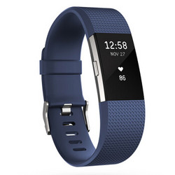 Fitbit Charge 2 智能时尚心率手环 心率实时监测 自动睡眠记录 来电显示 VO2Max测量 蓝色小号