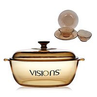 VISIONS 康宁 晶彩透明锅4L+PYREX透明餐具4件组