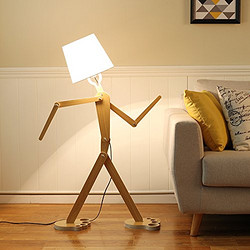 莱朗 现代简约创意落地灯 北欧实木灯具 卧室客厅书房新款可调节姿势人形落地灯
