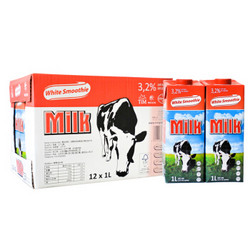 White Smoothie 优雅牧场 超高温灭菌全脂牛奶 1L 12盒 普通装