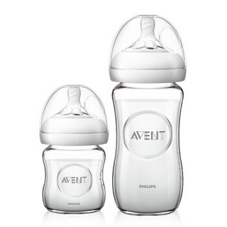 飞利浦 AVENT 新安怡 SCD291/04 自然原生 宽口径玻璃奶瓶套装 120ml+240ml