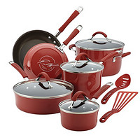 Rachael Ray Cucina 硬搪瓷不粘炊具套装  Cranberry Red