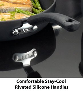 T-fal 钛不粘炊具，带盖煎锅，可用于洗碗机，黑色，10英寸