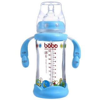 bobo 乐儿宝 金彩系列 ILP550-B 宽口径玻璃奶瓶 240ml 蓝色