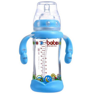 bobo 乐儿宝 金彩系列 ILP550-B 宽口径玻璃奶瓶 240ml 蓝色