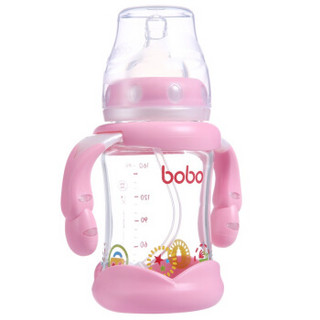 bobo 乐儿宝 金彩系列 宽口径玻璃奶瓶 160ml 红色