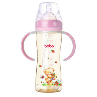 bobo 乐儿宝 小金瓶系列 宽口径PPSU奶瓶 300ml 红色