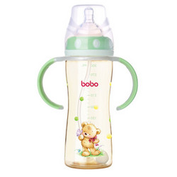 bobo 乐儿宝 小金瓶系列 宽口径PPSU奶瓶 300ml 绿色 *3件