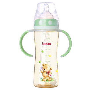 bobo 乐儿宝 小金瓶系列 宽口径PPSU奶瓶 300ml 绿色