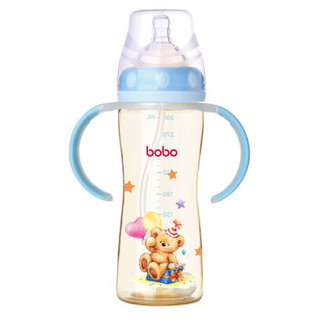 bobo 乐儿宝 小金瓶系列 宽口径PPSU奶瓶 300ml 蓝色