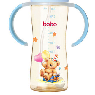 bobo 乐儿宝 小金瓶系列 宽口径PPSU奶瓶 300ml 蓝色