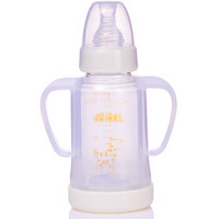 爱得利奶瓶 防摔标准口径带保护套晶钻玻璃婴儿奶瓶120ml A92