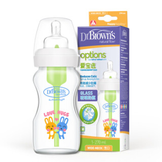 Dr Brown's 布朗博士 options爱宝选系列 玻璃奶瓶 270ml 晶彩版 0-3个月