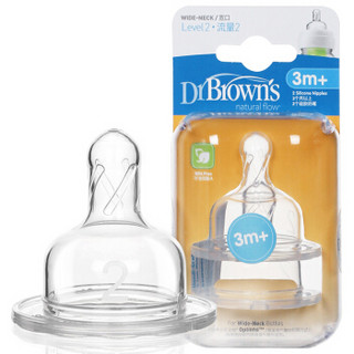 Dr Brown‘s 布朗博士 Dr Brown's 爱宝选系列 宽口径奶嘴 3-6个月 2个装