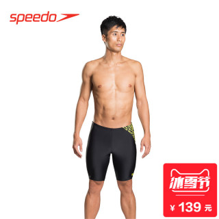 speedo 速比涛 810886 亮色字母印花男子平角及膝泳裤 黑色 38