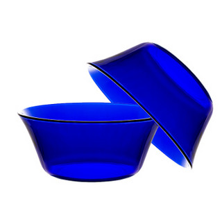 DURALEX 多莱斯 钢化玻璃 沙拉碗汤碗两只装  宝蓝色