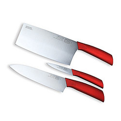 WORLD KITCHEN 康宁 芝加哥刀具套装 波尔多红系列不锈钢刀具三件套厨房菜刀套装