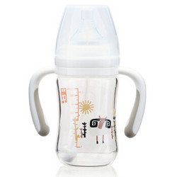 好孩子母乳实感握把吸管玻璃奶瓶标准口径混合材质180ml B80361