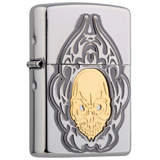 ZIPPO 之宝 ZBT-3-70 面具拉丝镀镍徽章 煤油防风火机 银色