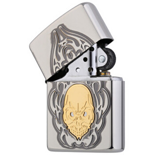 ZIPPO 之宝 ZBT-3-70 面具拉丝镀镍徽章 煤油防风火机 银色