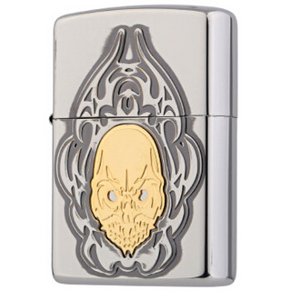 ZIPPO 之宝 ZBT-3-70 面具拉丝镀镍徽章 煤油防风火机 银色