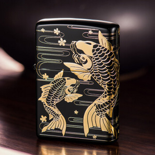 ZIPPO 之宝 ZBT-3-11 好事成双 鲤鱼 煤油防风火机 金色