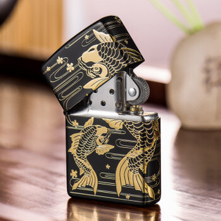 ZIPPO 之宝 ZBT-3-11 好事成双 鲤鱼 煤油防风火机 金色