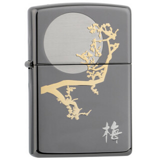 ZIPPO 之宝 ZBT-1-62 谦谦君子四君子 黑冰蚀刻镀金镀银填充 煤油防风火机 梅花