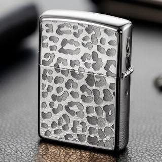 ZIPPO 之宝 豹纹 ZBT-3-108 镜面镀镍蚀刻环氧树脂 煤油防风火机 黑色