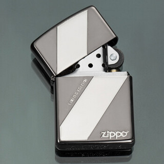 ZIPPO 之宝 ZBT-3-123 平行涂层蚀刻镀银 煤油防风火机 黑色