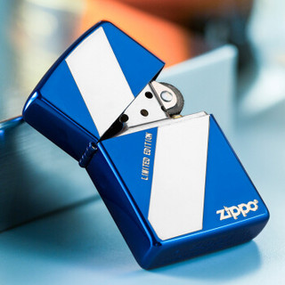 ZIPPO 之宝 ZBT-3-123 平行涂层蚀刻镀银 煤油防风火机 蓝色