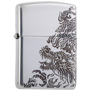 ZIPPO 之宝 ZBT-3-17 龙霸一方 氧化镜面镀铜蚀刻 煤油防风火机 银色