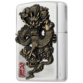 ZIPPO 之宝 ZBT-2-59 飞龙 氧化镜面镀银蚀刻徽章 煤油防风火机 铜色