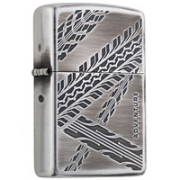 ZIPPO 之宝 ZBT-2-58 冒险之旅 涂层蚀刻彩印 煤油防风火机 银色